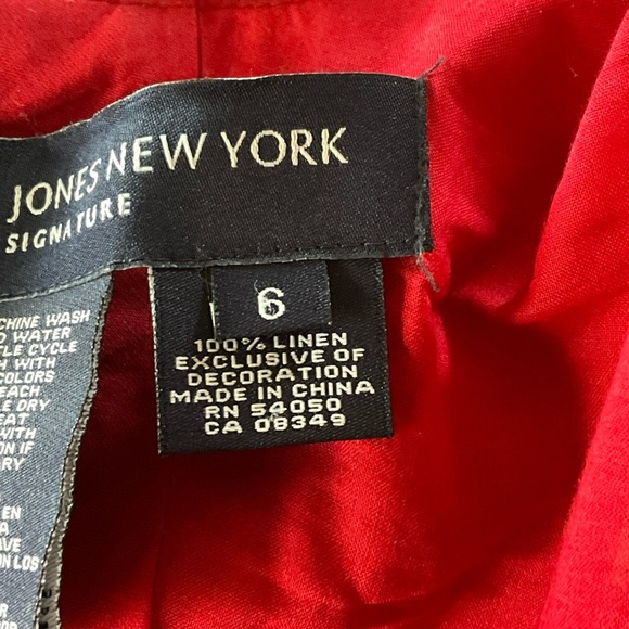 Jones New York Skirt Linen Plaid Tartan Midi Full Circle Red Tan White Size 6 - Picture 7 of 11